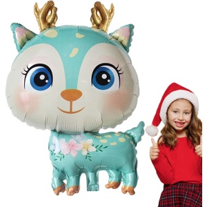 Balon din Folie Metalizata, Flippy, Mini Figurine, Model Cerb, Tematica Aniversare, 49x74.5 cm, Ambalaj Individual, Pai Inclus, Umflare cu Aer sau Heliu, Albastru - Img 7