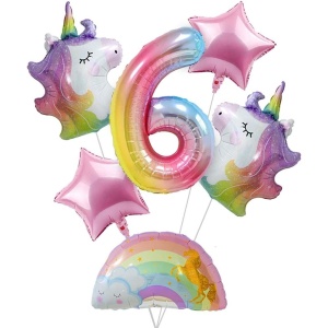 Balon din Folie Metalizata Gradient Flippy, Figurina Cifra, Tema Aniversare 100 cm, Ambalaj Individual, Pai inclus, Umflare cu Aer sau Heliu, Multicolor, Cifra 6 - Img 6