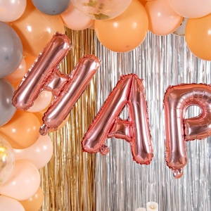 Balon Folie Metalizata Litera A, Flippy, 40 cm, Umflati cu Heliu sau Aer, Ambalaj Individual, Pai inclus, Rose Gold - Img 6