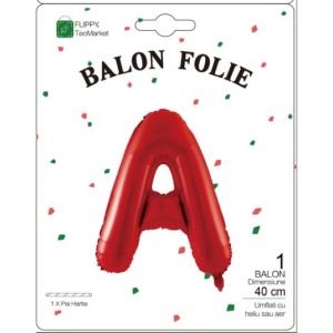 Balon Folie Metalizata Litera A, Flippy, 40 cm, Umflati cu Heliu sau Aer, Ambalaj Individual, Pai inclus, Rosu - Img 2