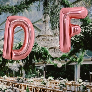 Balon Folie Metalizata Litera D, Flippy, 80 cm, Umflati cu Heliu sau Aer, Ambalaj Individual, Pai inclus, Rose Gold - Img 2