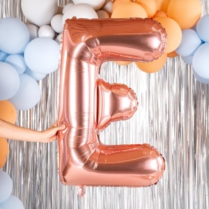 Balon Folie Metalizata Litera E, Flippy, 100 cm, Umflati cu Heliu sau Aer, Ambalaj Individual, Pai inclus, Rose Gold - Img 5