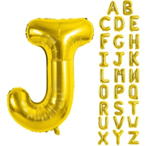 Balon Folie Metalizata Litera J, Flippy, 40 cm, Umflati cu Heliu sau Aer, Ambalaj Individual, Pai inclus, Auriu - Img 4