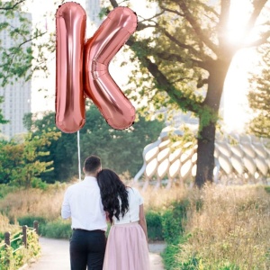 Balon Folie Metalizata Litera K, Flippy, 80 cm, Umflati cu Heliu sau Aer, Ambalaj Individual, Pai inclus, Rose Gold - Img 3