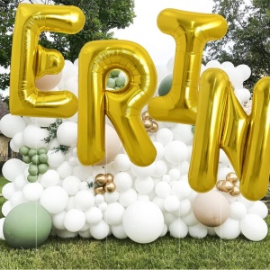 Balon Folie Metalizata Litera R, Flippy, 80 cm, Umflati cu Heliu sau Aer, Ambalaj Individual, Pai inclus, Auriu - Img 12