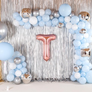 Balon Folie Metalizata Litera T, Flippy, 80 cm, Umflati cu Heliu sau Aer, Ambalaj Individual, Pai inclus, Rose Gold - Img 3