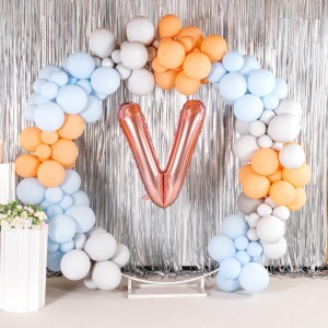 Balon Folie Metalizata Litera V, Flippy, 80 cm, Umflati cu Heliu sau Aer, Ambalaj Individual, Pai inclus, Rose Gold - Img 6