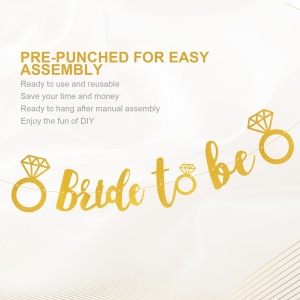 Banner Bride To Be, Flippy, Dimensiune 30x20 cm, Rola de Ata Inclusa, Tematica Nunta, Decoratiune Party, Auriu - Img 5