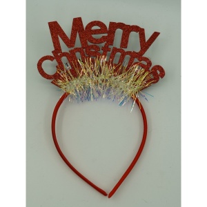 Bentita/cerc Mery Cristmas, culoare rosu cu sclipici, marime standard, Flippy - Img 7