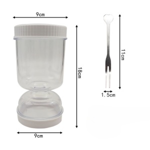 Borcan pentru Muraturi, Flippy, cu Separator pentru Lichide, Ermetic, Termorezistent, Tip Clepsidra, 2 Furculite Incluse, ABS, Alb, 18x9x9 cm - Img 5