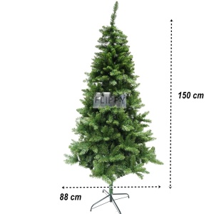 Brad artificial de Craciun, clasic, pentru interior/exterior, inaltime 150 cm, diametru 88 cm, 437 ramuri, Flippy, verde, suport metalic inclus - Img 6