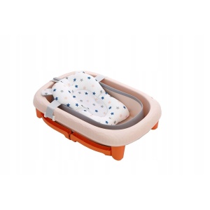 Cada Pliabila pentru Baie, Flippy, din PP+TPE, pentru Copii 0-6 Ani, cu Picioare, Suport de Sezut, Scurgere Etans, 80 x 52 x 42 cm, Portocaliu - Img 2