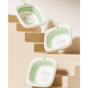Cada Pliabila pentru Baie pentru Copii, Flippy, Cadita pentru Bebelusi, Model Patrat pentru Picioare, Verde, 32x27.5x3.7 cm, 4 L - Img 4