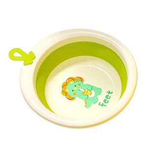 Cada Pliabila pentru Baie pentru Copii, Flippy, Cadita pentru Bebelusi, Model Rotund cu Dinozaur, Verde, 30x30x3.7 cm, 4L - Img 4