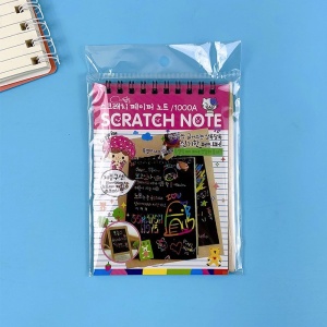 Caiet cu fise razuibile Flippy, DIY Magic Scratch, 12 File, Curcubeu, Creion din Lemn, Cartonase negre, 14.5 x 10 cm, roz - Img 2
