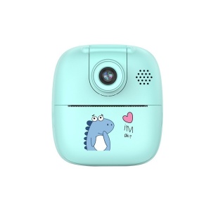 Camera Instantanee pentru Copii, Flippy, Camera Frontala + Selfie, cu Functie de Printare, Cablu USB-C, Bluetooth, Compatibil iOS/Android, Imprimare APP, Model Dino, Albastru - Img 3