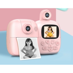 Camera Instantanee pentru Copii, Flippy, Camera Frontala + Selfie, cu Functie de Printare, Cablu USB-C, Bluetooth, Compatibil iOS/Android, Imprimare APP, Model Bunny, Roz - Img 9