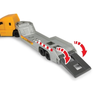 Camion Dickie Toys Mack Volvo Micro Builder cu remorca, buldozer si camion basculant - Img 2