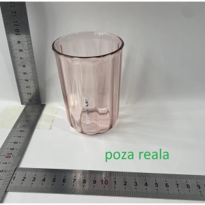 Cana de Apa pentru Clatit, Flippy, pentru Periuta de Dinti, 200 ml, 10.4 x 7.3 cm, Roz Transparent - Img 2