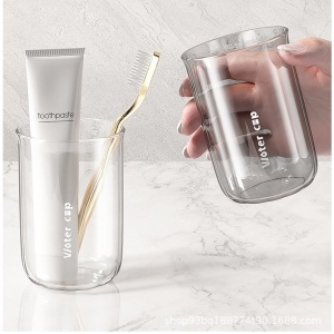 Cana de Apa pentru Clatit, Flippy, pentru Periuta de Dinti, 200 ml, 10.4 x 7.3 cm, Gri Transparent - Img 6