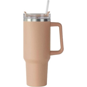 Cana Termos din Plastic, Flippy, pentru Bauturi Calde si Reci, cu Maner, 9.9x9.9x27 cm, Roz Pal - Img 8
