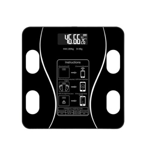 Cantar Electronic Inteligent De Baie Flippy Cu Aplicatie Smart, Corporal, Ecran Digital Iluminat, Termometru, Suporta Maxim 180 Kg, 26 x 26 cm, Baterii, Negru - Img 1