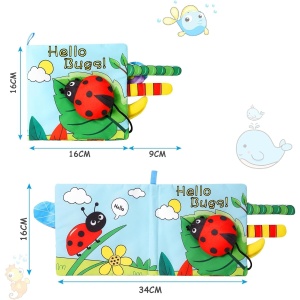 Carte Senzoriala, Flippy, pentru Bebelusi, 15x16x4 cm, cu Animalute, 3D, Cu Sunete si Fosnete, 0-3 Ani, Model Buburuza, Multicolor - Img 6