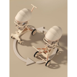 Carucior Sport Flippy 3in1, 6-36 Luni, Pliabil, Tavita pentru Masa, Pat de Dormit, Centura de Siguranta, Roti 360 Grade, Reversibil, Parasolar, Maner Reglabil, 64 x 35 x 100 cm, Panda, Crem - Img 4