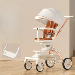 Carucior Sport Flippy 3in1, 6-36 Luni, Pliabil, Tavita pentru Masa, Pat de Dormit, Centura de Siguranta, Roti 360 Grade, Reversibil, Parasolar, Maner Reglabil, 64 x 35 x 100 cm, Alb - Img 3