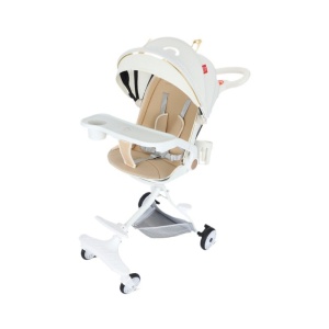 Carucior Sport Flippy 3in1, 6-36 Luni, Reversibil, Pliabil, Tavita pentru Masa, Pozitie de Somn, Centura de Siguranta, Roti 360, Suport Pahar, Copertina pentru Soare, 33x66x85cm, Alb Model Pisica - Img 1