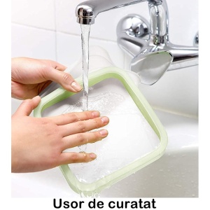 Caserola pentru sandwich Flippy, din silicon si polipropilena, portabil, usor de curatat, capac anti-scurgere, reutilizabil, 15.5 x 15.5 x 2.5 cm, verde - Img 6