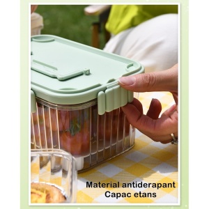Caserola portabila pentru mancare fresh Flippy, 1500 ml, 2 furculite,10 x 13.5 x 20 cm, 2 capace detasabile pentru congelator, etans, spatiu pentru tacamuri, maner, material plastic, rezistent la temperaturi ridicate, transparent - Img 8