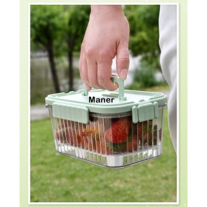 Caserola portabila pentru mancare fresh Flippy, 550 ml, furculita pentru fructe, 7 x 11.5 x 16 cm, capac detasabil pentru congelator, etans, spatiu pentru tacamuri, maner, material plastic, rezistent la temperaturi ridicate, transparent - Img 9