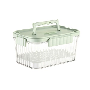 Caserola portabila pentru mancare fresh Flippy, 550 ml, furculita pentru fructe, 7 x 11.5 x 16 cm, capac detasabil pentru congelator, etans, spatiu pentru tacamuri, maner, material plastic, rezistent la temperaturi ridicate, transparent - Img 1
