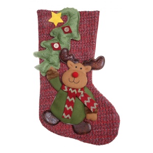 Ciorap Cadouri, Flippy, cu model ren, rosu, marimea 20x45 cm, textil, interior - Img 1