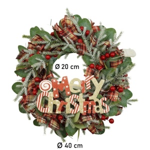 Coronita de Craciun pentru usa, Multicolor, 40 cm, PVC, Artificiala, Decorata, cu LED, Interior/Exterior, Flippy - Img 11