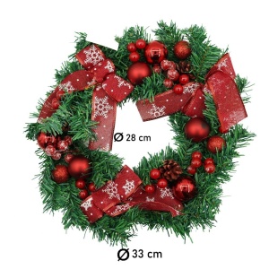 Coronita de Craciun pentru usa, Rosu/Verde, 35 cm, PVC, Artificiala, Decorata, Interior/Exterior, Flippy - Img 11