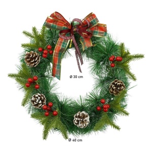 Coronita de Craciun pentru usa, Rosu/Verde, 40 cm, PVC, Artificiala, Decorata, Interior/Exterior, Flippy - Img 11