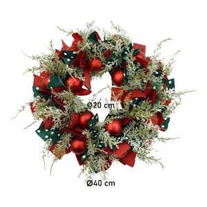 Coronita de Craciun pentru usa, Rosu/Verde, 40 cm, PVC, Artificiala, Decorata, cu LED, Interior/Exterior, Flippy - Img 11