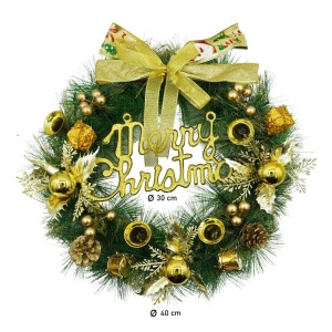 Coronita de Craciun pentru usa, Verde/Auriu, 40 cm, PVC, Artificiala, Decorata, Interior/Exterior, Flippy - Img 11