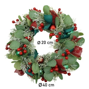 Coronita de Craciun pentru usa, Verde/Rosu, 40 cm, PVC, Artificiala, Decorata, Interior/Exterior, Flippy - Img 11