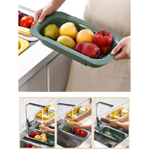Cos pentru Scurgere Chiuveta de Bucatarie, Flippy, Plastic, Telescopic, 36x20x5 cm, Gri - Img 3