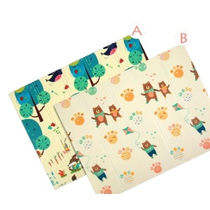 Covoras pentru Copii, Flippy, cu 2 Fete, Model Zmeu/Ursi, din XPE+PE, Impermeabil, Antiderapant, Protectie Termica, +3 Luni, Pliabil, 180 x 200 x 1.5 cm, Multicolor - Img 1