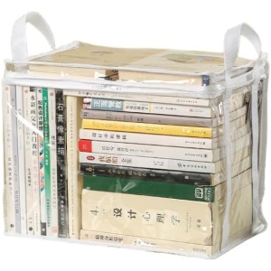 Cutie de Depozitare, Flippy, din PVC + Textil, Rezistenta la Apa, Geanta pentru Carti, 38x24x32 cm, Transparent-Alb - Img 1