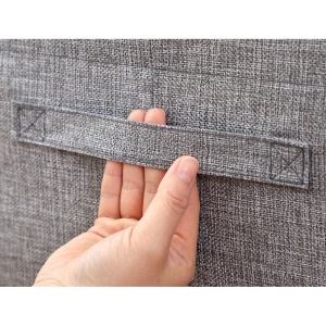 Cutie de Depozitare Pliabila, Flippy, 66 L, din Bumbac si In, 50x40x33 cm, Fereastra Frontala, 2 Usi de Acces cu Fermoar Bidirectional, Cadru Metalic, Suport Baza Stabil din Plastic, Gri - Img 6