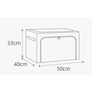 Cutie de Depozitare Pliabila, Flippy, 66 L, din Bumbac si In, 50x40x33 cm, Fereastra Frontala, 2 Usi de Acces cu Fermoar Bidirectional, Cadru Metalic, Suport Baza Stabil din Plastic, Bleu - Img 4