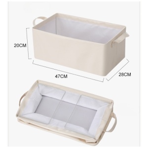 Cutie de Depozitare Tip Cos, Flippy, Material Piele Ecologica, Pliabila, 47x28x20 cm, 26 l, Cadru Metalic, cu Manere, Bej - Img 2