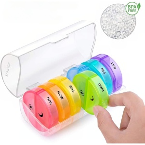 Cutie Depozitare Medicamente, Flippy, 7 Zile, 14 Compartimente, Cutie Suport, Recipiente Detasabile, Portabila, Multicolor, 17.5x11x9.5 cm - Img 4