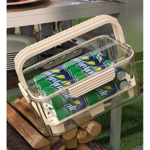 Cutie pentru Depozitare Alimente, Flippy, de Uz Casnic, 2 Compartimente, Zona pentru Gheata, Mentinere Fresh, cu Maner, Material PET, 23x15x10.8 cm, Bej - Img 14