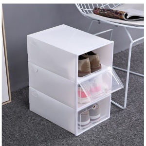 Cutie pentru Pantofi, Flippy, Tip Sertar, din Plastic, Stivuibila, Usa Frontala, 33 x 23 x 13 cm, Transparent - Img 3
